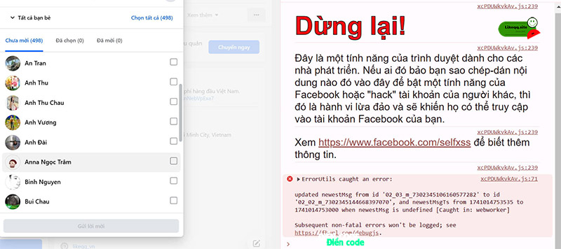 Code auto mời like page