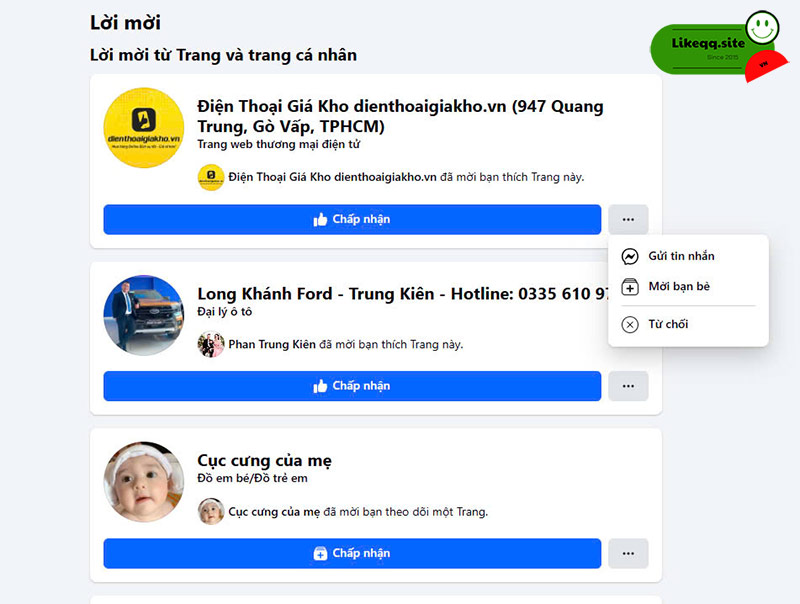 Từ chối lời mời thích trang facebook có bị phát hiện không