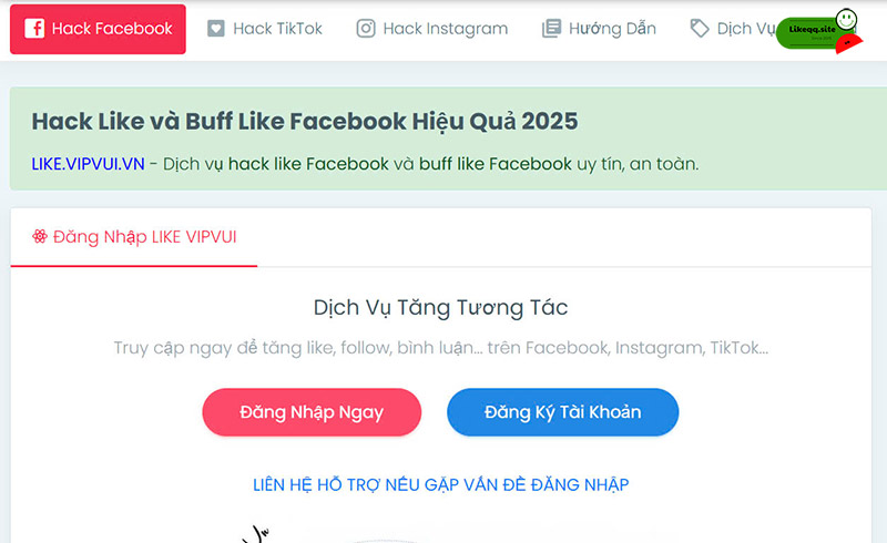 Cách buff folow miễn phí like.vip vui.vn