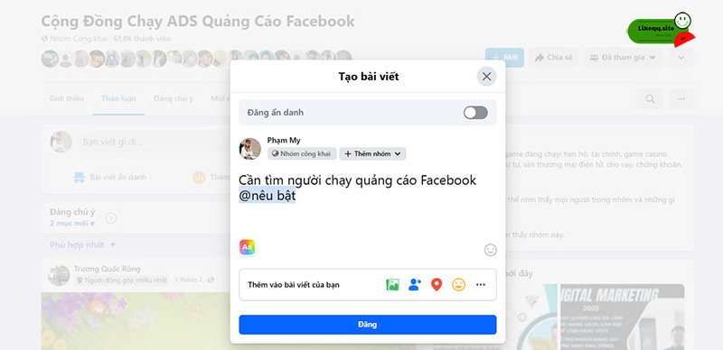 Cách ta người theo dõi trên facebook khi đăng bài