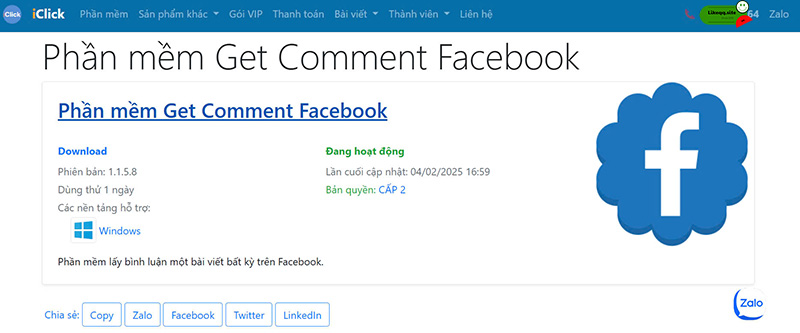 Phần mềm tăng like comment facebook iclick
