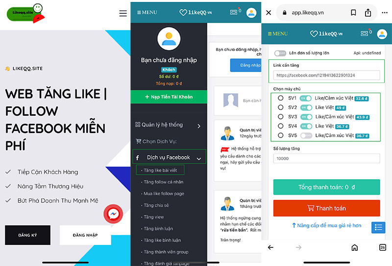 App tăng like facebook miễn phí Likeqq.site