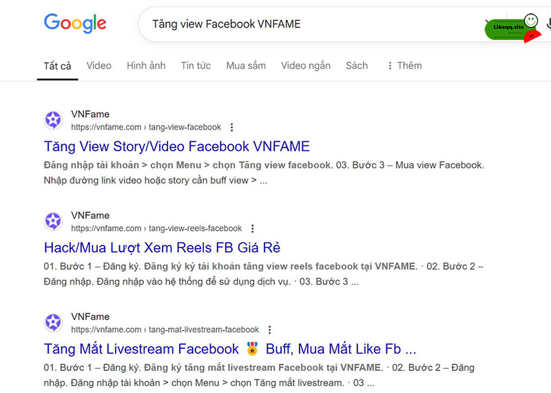 Web tăng view facebook VN Fame