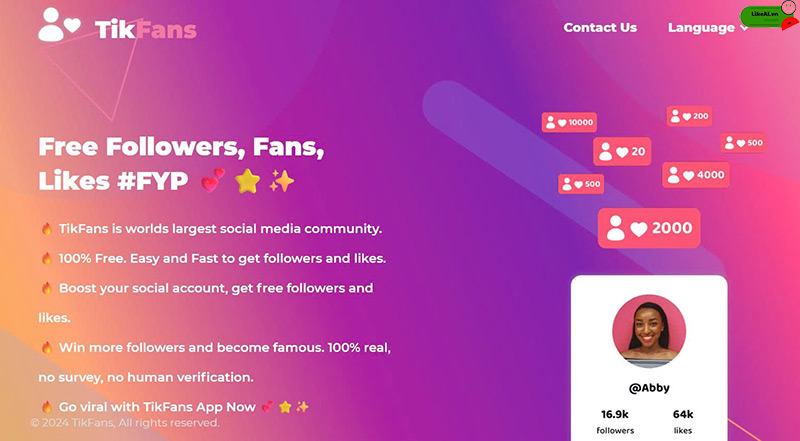App tăng follow Tik Tok miễn phí ios TikFans