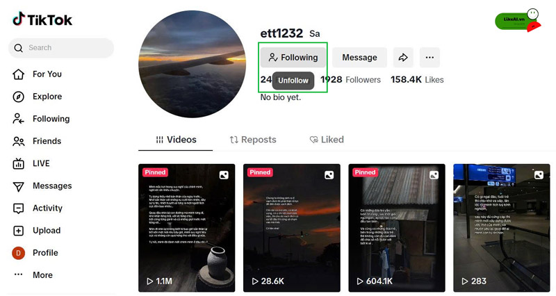 bỏ follow trên tiktok người đó có biết không mới