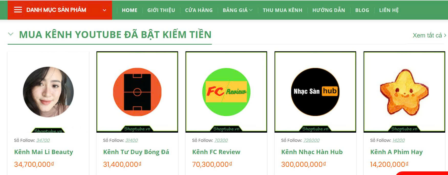 Mua bán kênh Youtube