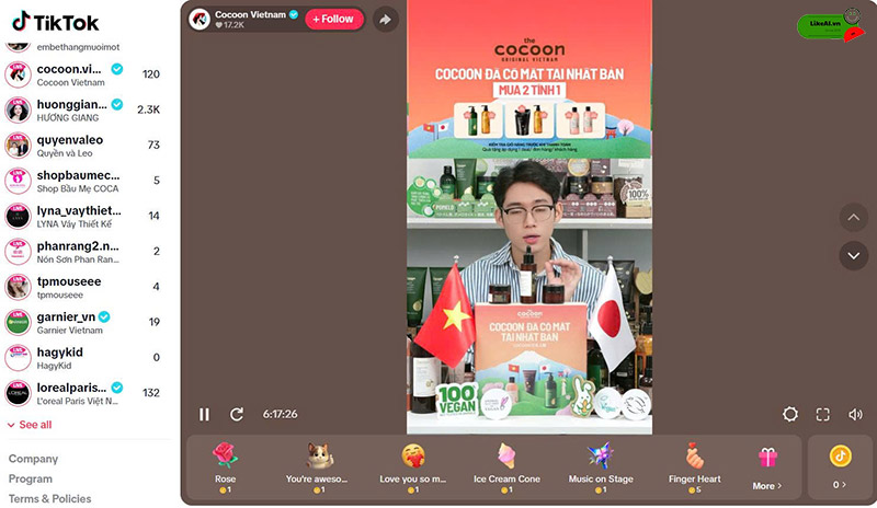 Nhận quà tặng hoặc tips khi livestream tiktok