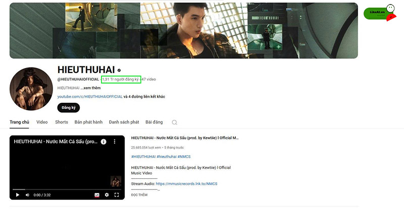 1 triệu lượt đăng ký Youtube được b ao nhiêu tiền Việt Nam