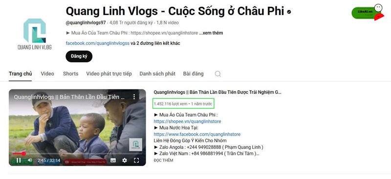 1 triệu view YouTube được bao nhiêu tiền ở Việt Nam