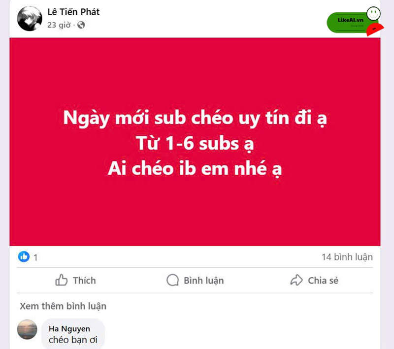 Sub chéo Youtube thủ công