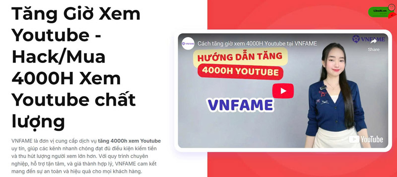 Tăng 4000 giờ xem Youtube VNFAME