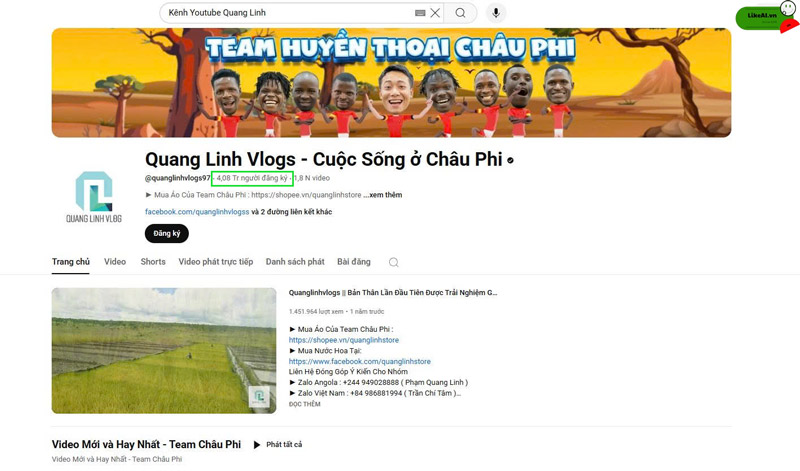 Ví dụ kênh Youtube 1 triệu sub bao nhiêu tiền