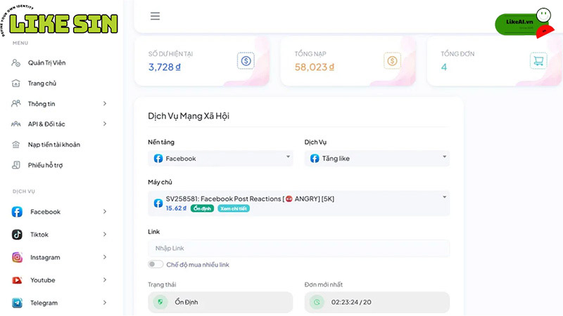 Web tăng lượt đăng ký Youtube Likesinapp