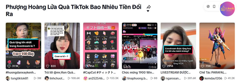 1 con phượng Hoàng lửa trên tiktok bao nhiêu tiền