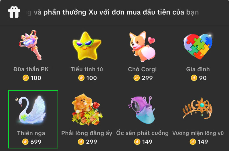 1 con thiên Nga TikTok bao nhiêu tiền