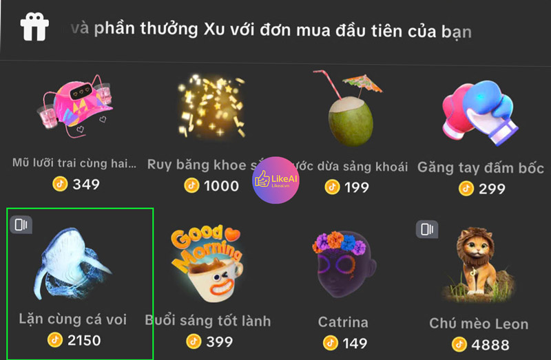 Quà tặng cá Voi trên TikTok bao nhiêu tiền